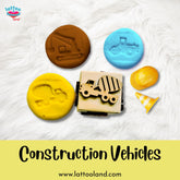 Wooden Construction Vehicles Stamp Dice | Educational Tool for Kids | Stamp on play dough, paper, cloth